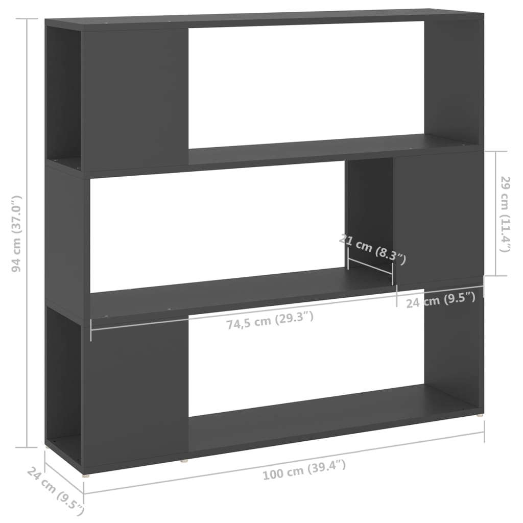 vidaXL Estante/divisória 100x24x94 cm cinzento