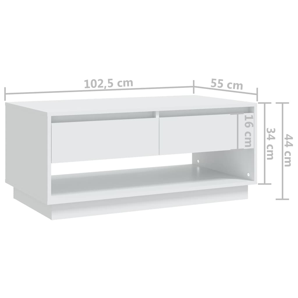 vidaXL Mesa de centro 102,5x55x44 cm contraplacado branco