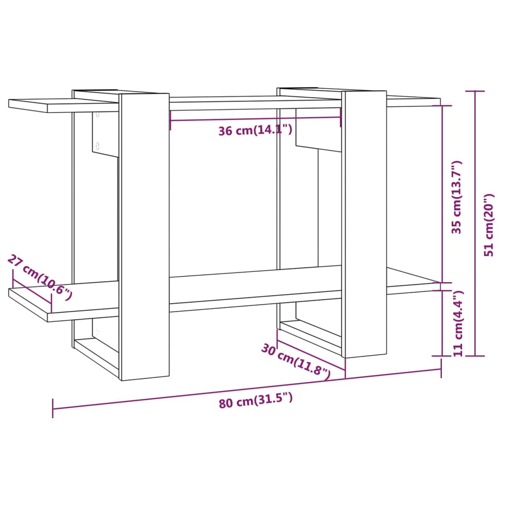 vidaXL Estante/divisória 80x30x51 cm branco