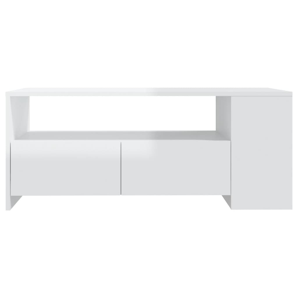 vidaXL Mesa de centro 102x55x42 cm madeira processada branco brilhante