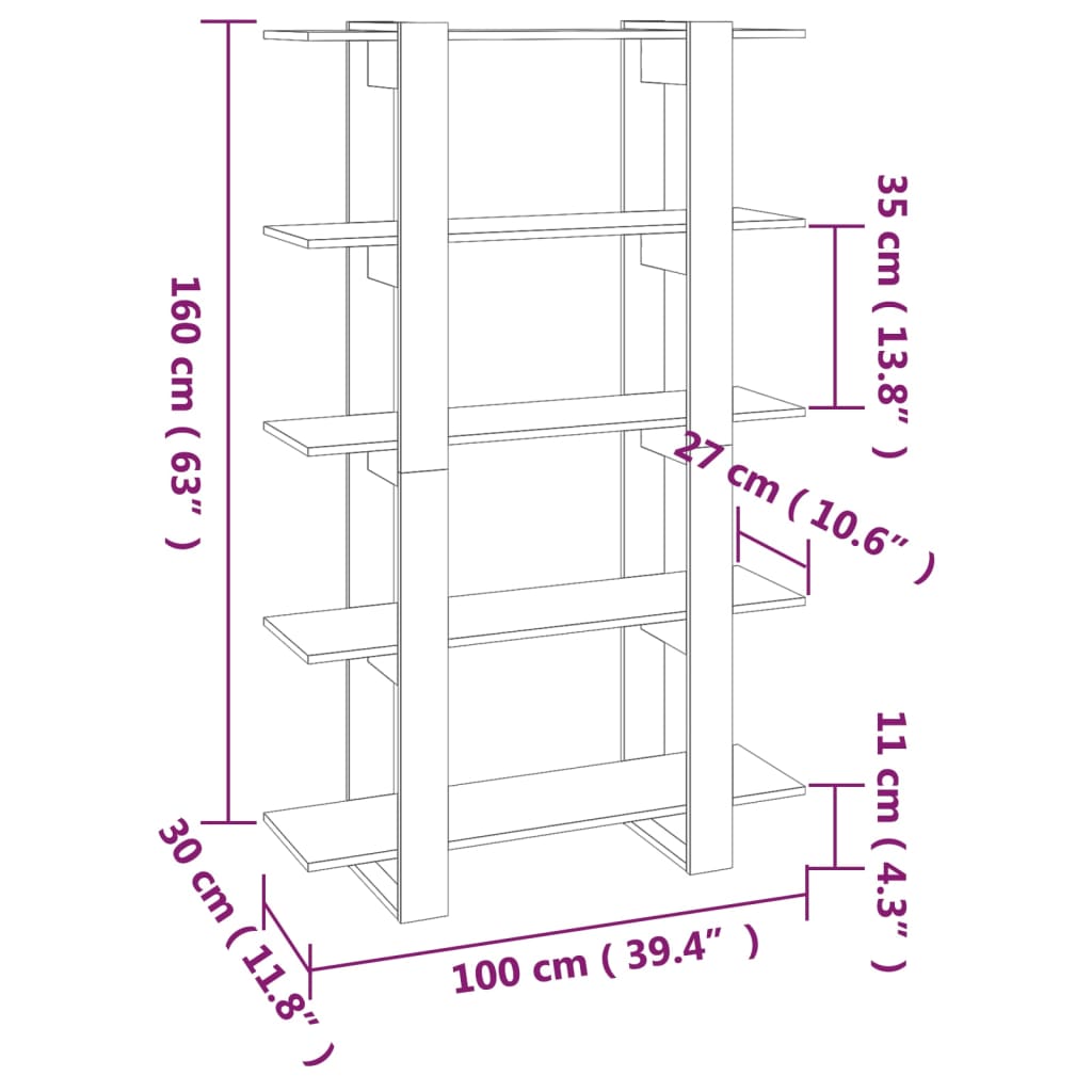 vidaXL Estante/divisória 100x30x160 cm cor cinzento cimento