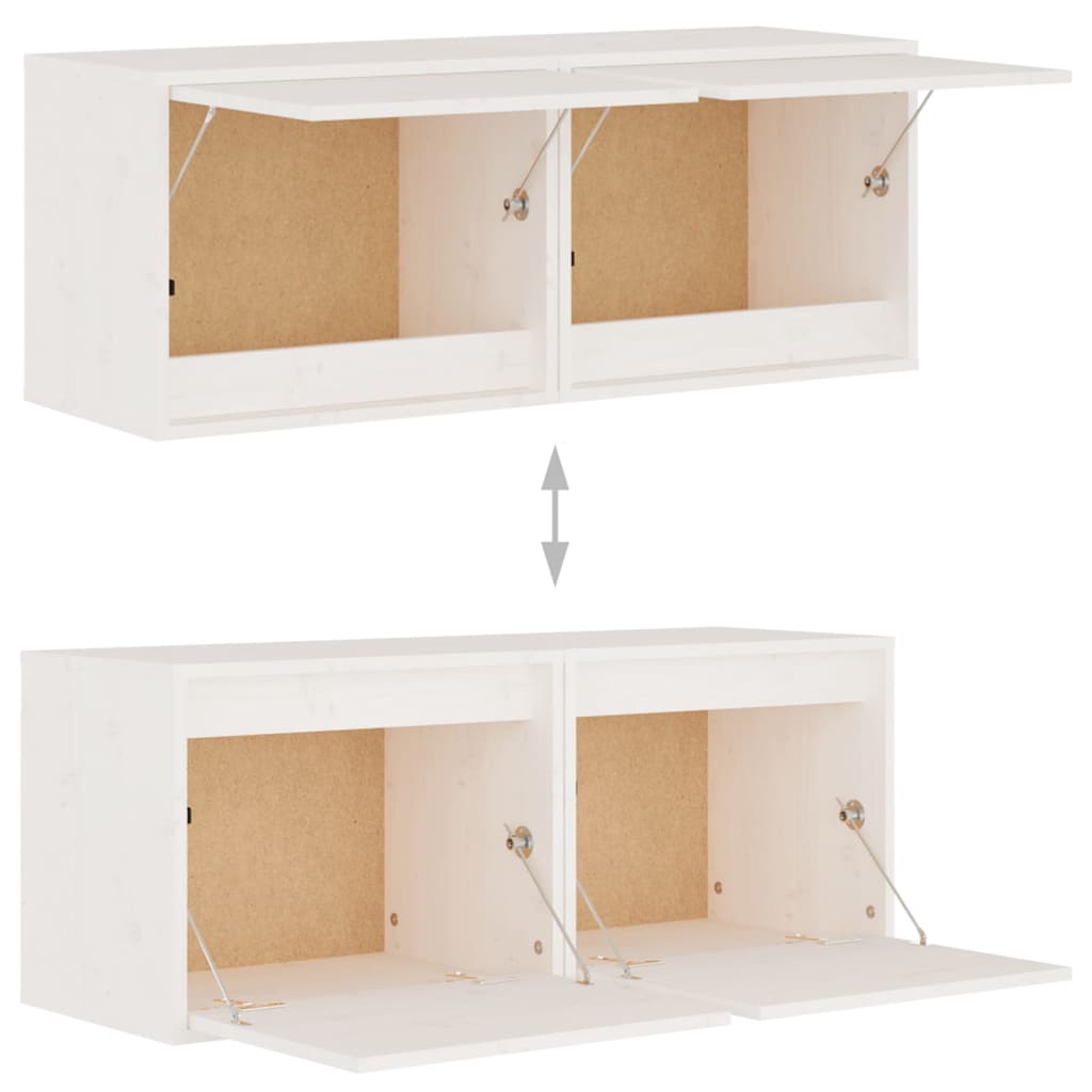 vidaXL Armários de parede 2 pcs 45x30x35 cm pinho maciço branco