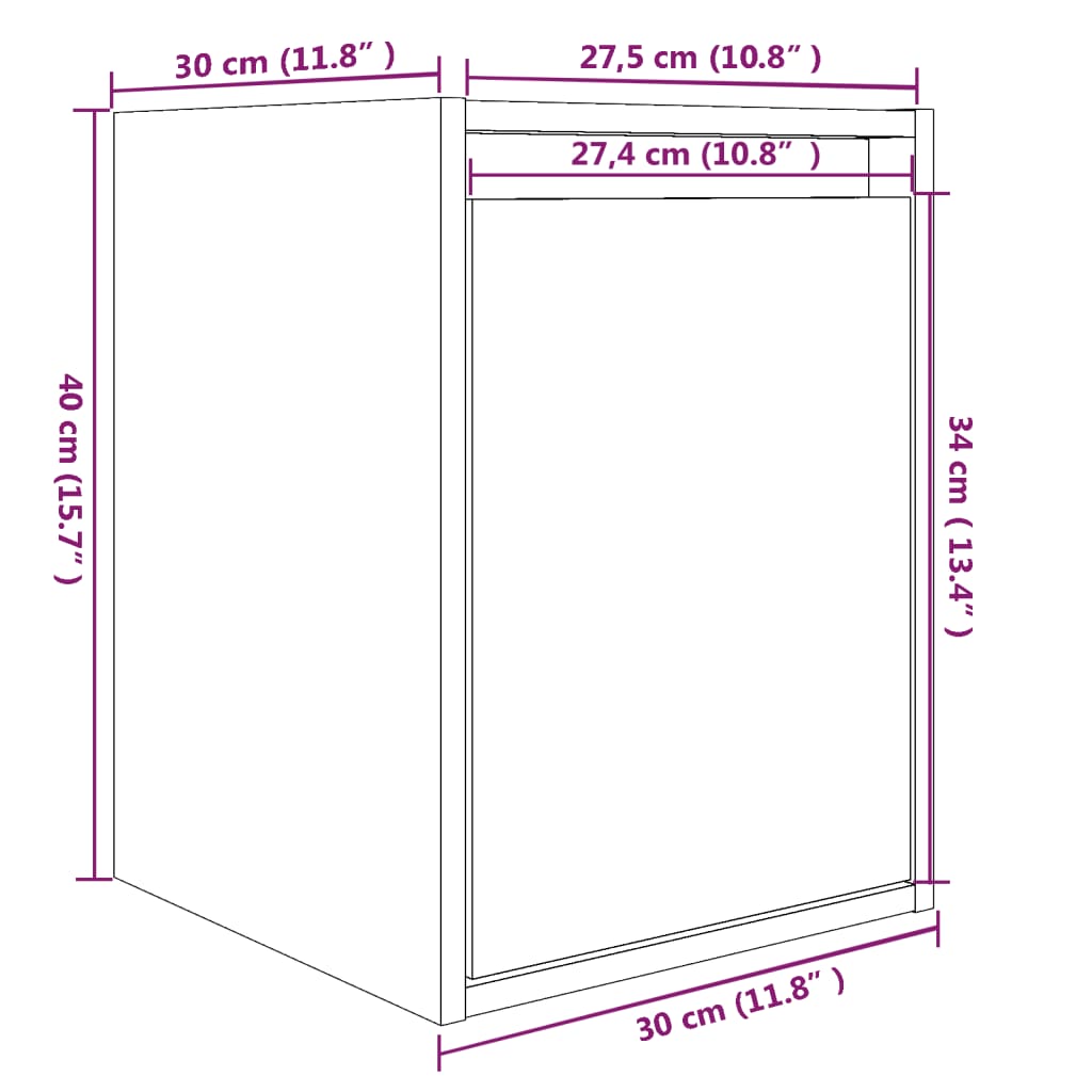 vidaXL Armários de parede 2 pcs 30x30x40 cm pinho maciço preto