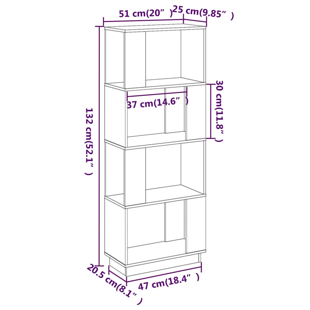 vidaXL Estante/divisória 51x25x132 cm pinho maciço castanho mel