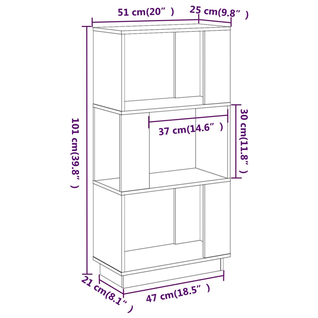 vidaXL Estante/divisória 51x25x101 cm pinho maciço branco