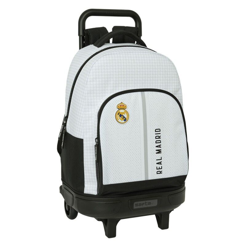 Real Madrid C.F.|Mochila Escolar com Rodas Real Madrid C.F. 24/25 Branco Cinzento 33 x 45 x 22 cm Real Madrid C.F.|Mochila Escolar com Rodas Real Madrid C.F. 24/25 Branco Cinzento 33 x 45 x 22 cm