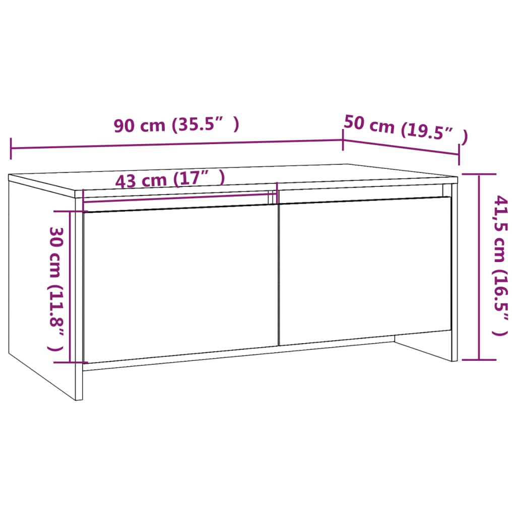 vidaXL Mesa de centro 90x50x41,5 aglomerado cor carvalho castanho