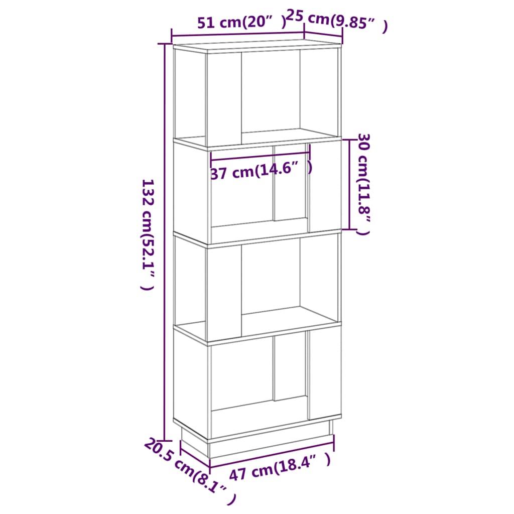 vidaXL Estante/divisória 51x25x132 cm pinho maciço branco