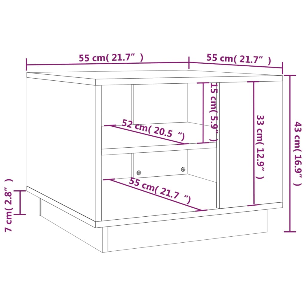 vidaXL Mesa de centro 55x55x43 cm contraplacado cor carvalho fumado