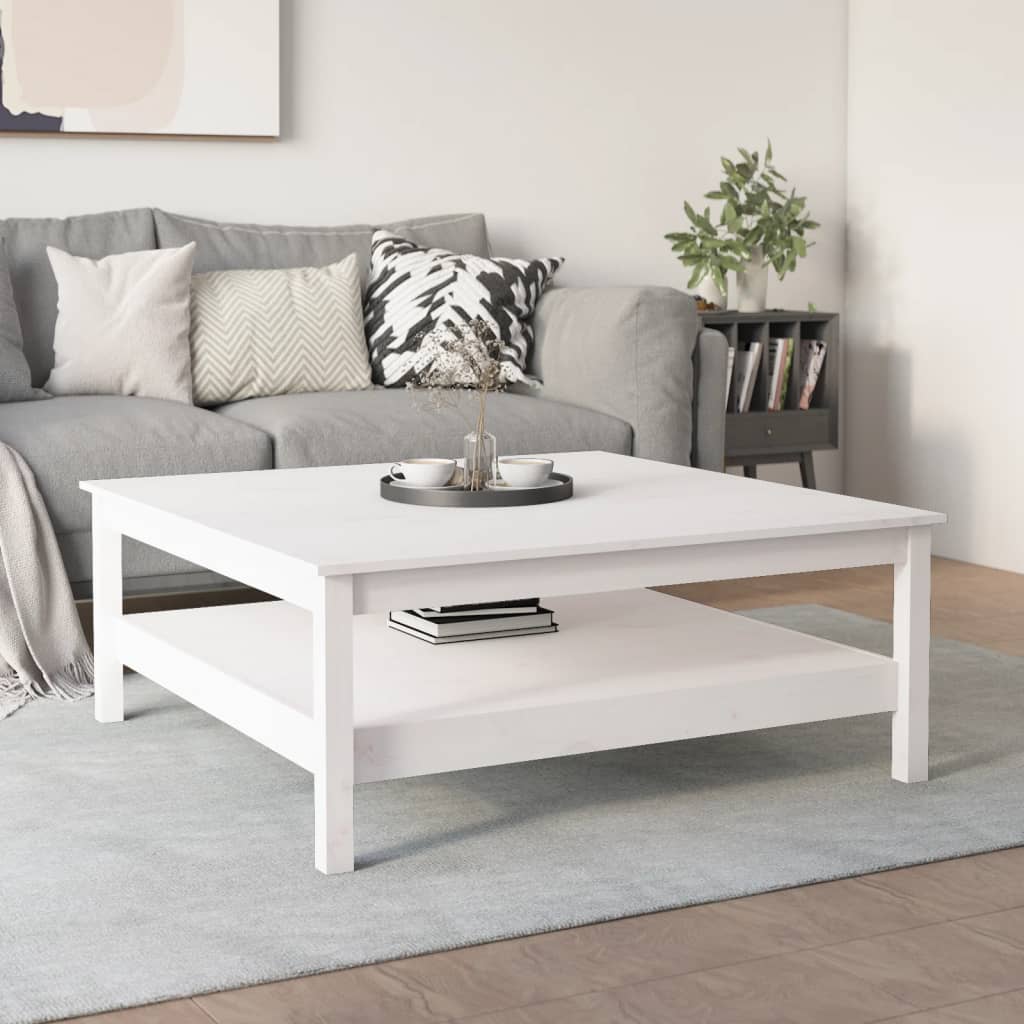 vidaXL Mesa de centro 100x100x40 cm pinho maciço branco