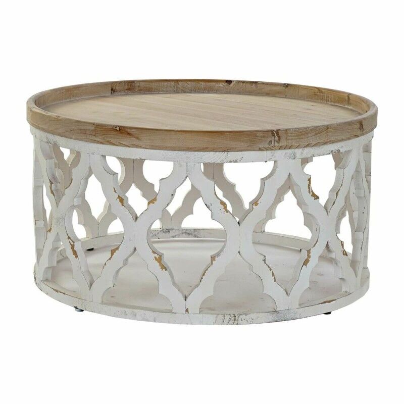 DKD Home Decor|Mesa de apoio DKD Home Decor Branco Marrom claro Abeto Madeira MDF 81 x 81 x 43,5 cm DKD Home Decor|Mesa de apoio DKD Home Decor Branco Marrom claro Abeto Madeira MDF 81 x 81 x 43,5 cm