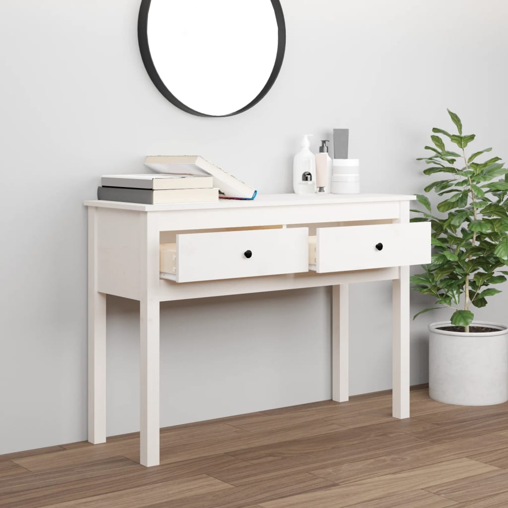 vidaXL Mesa consola 100x35x75 cm pinho maciço branco