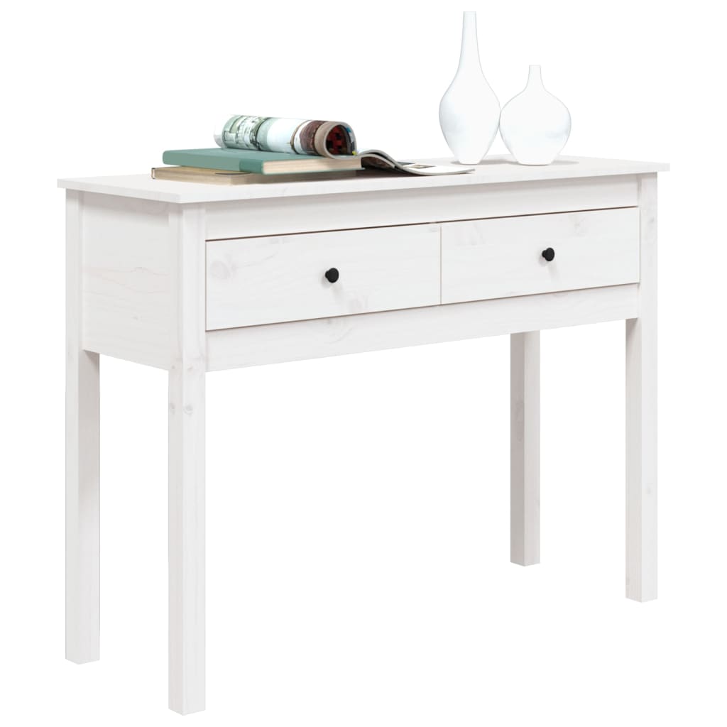 vidaXL Mesa consola 100x35x75 cm pinho maciço branco