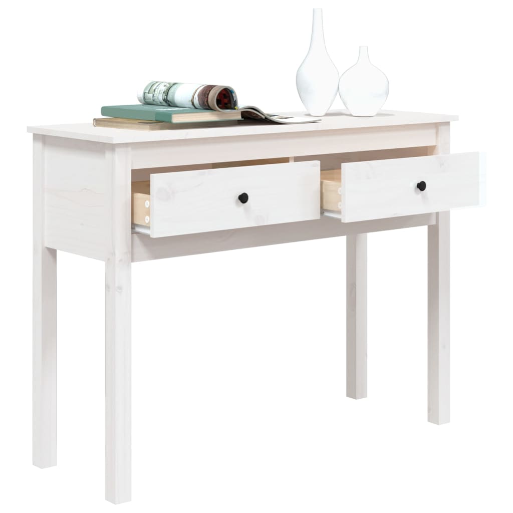 vidaXL Mesa consola 100x35x75 cm pinho maciço branco