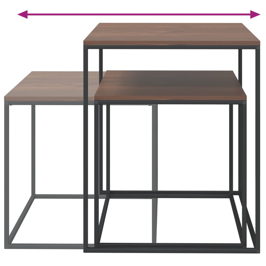 vidaXL Conjunto de mesas de centro 2 pcs derivados de madeira e metal