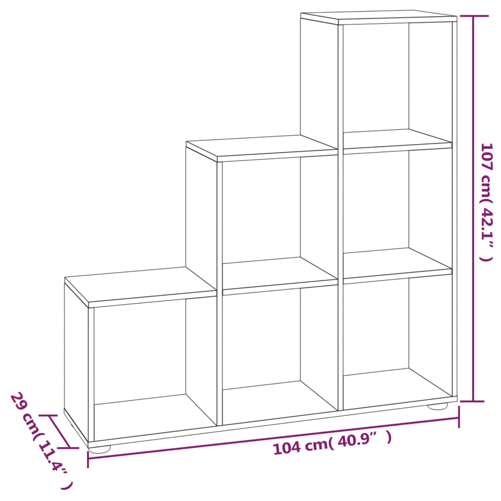 vidaXL Estante escada/prateleira derivados madeira 107cm cinza cimento