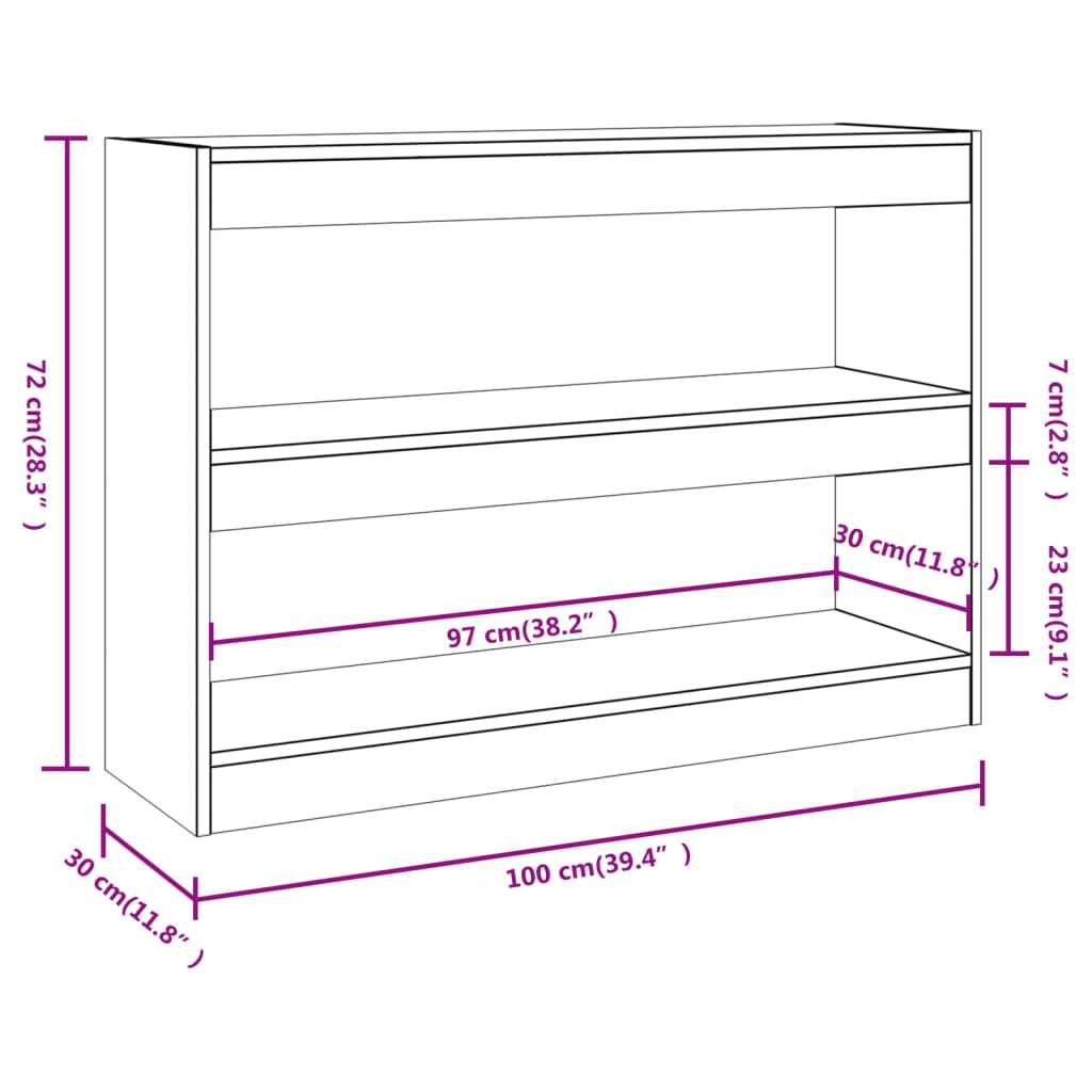 vidaXL Estante/divisória 100x30x72 cm cor sonoma cinza