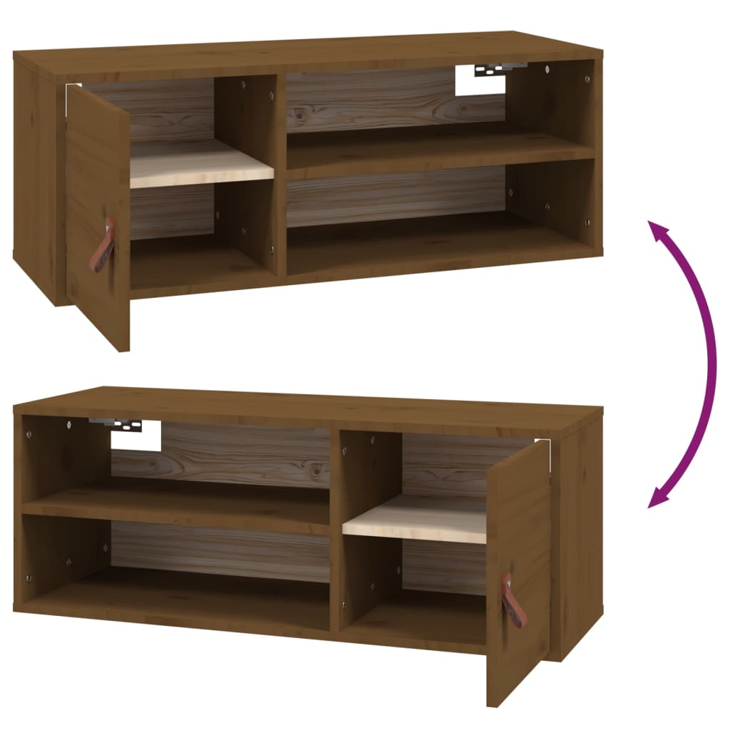 vidaXL Armários de parede 2 pcs 80x30x30 cm pinho maciço castanho-mel