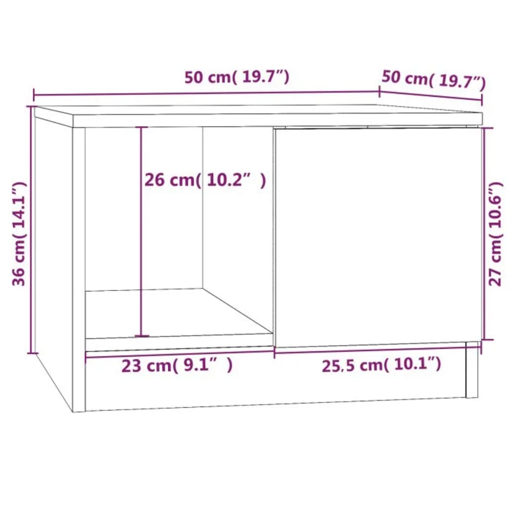 vidaXL Mesa de centro 50x50x36 cm derivados de madeira cinzento sonoma