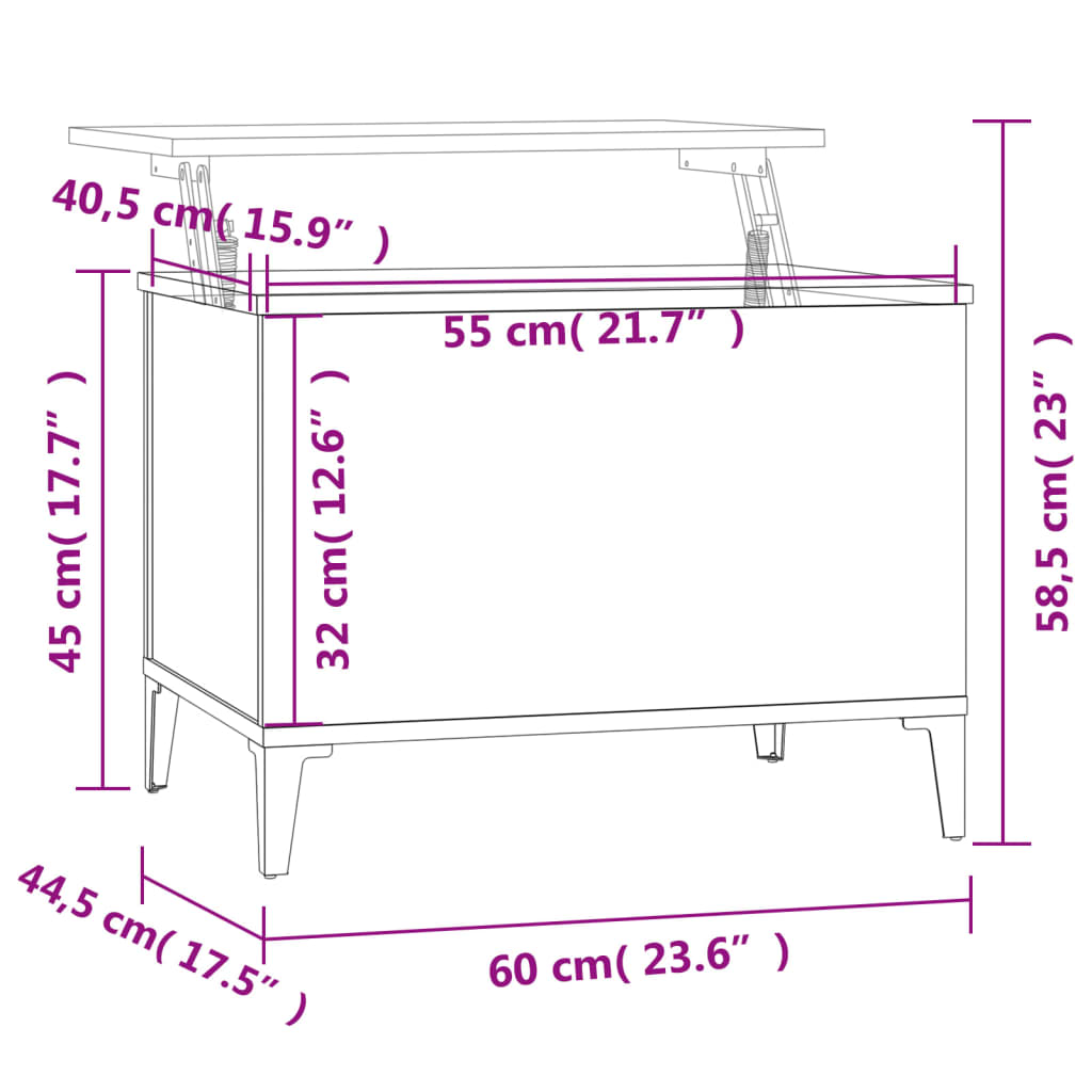 vidaXL Mesa centro 60x44,5x45 cm derivados de madeira branco brilhante