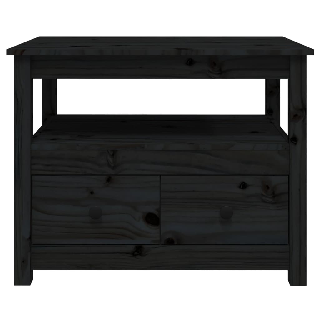 vidaXL Mesa de centro 71x49x55 cm pinho maciço preto