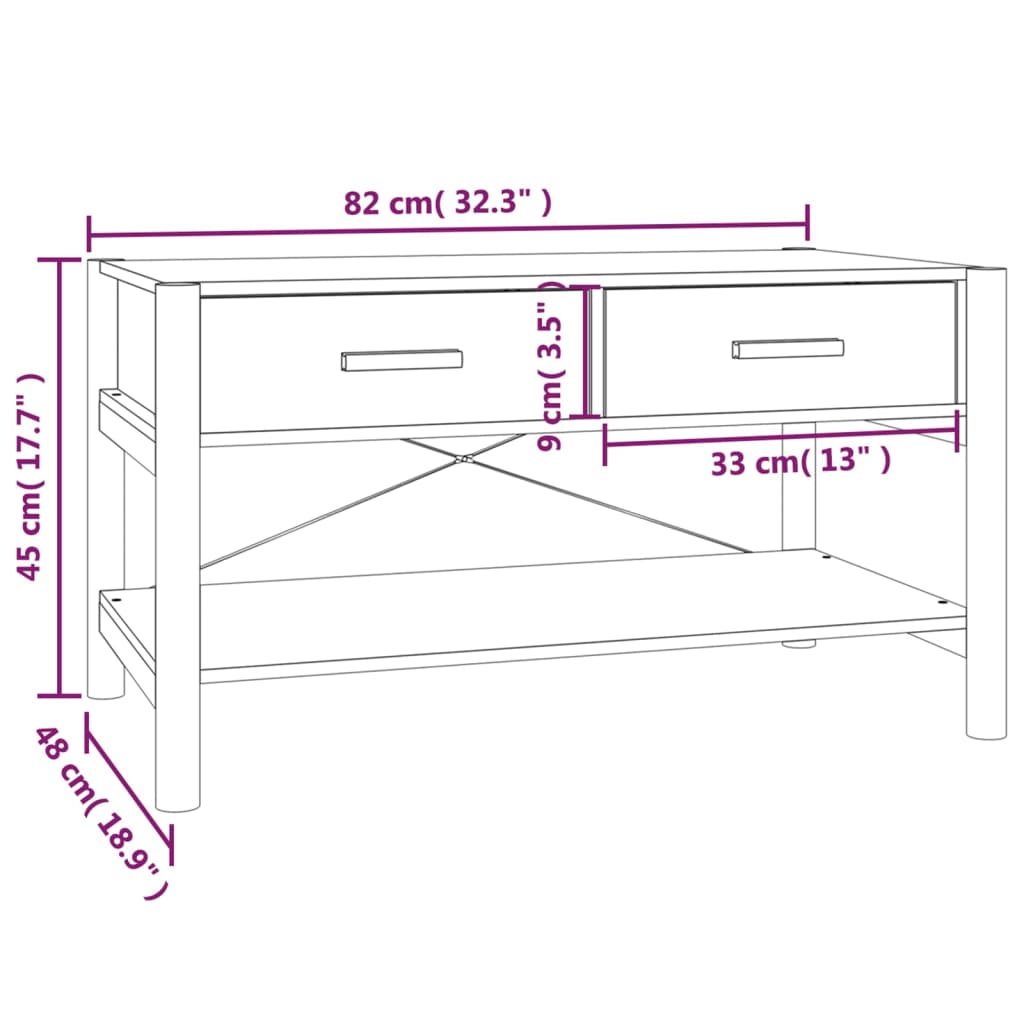 vidaXL Mesa de centro 82x48x45 cm derivados de madeira branco