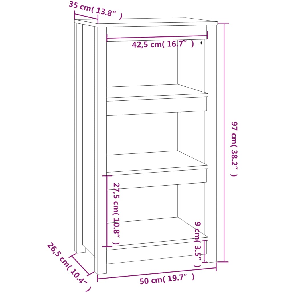 vidaXL Estante 50x35x97 cm madeira de pinho maciça branco