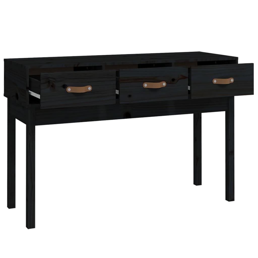 vidaXL Mesa consola 114x40x75 cm madeira de pinho maciça preto