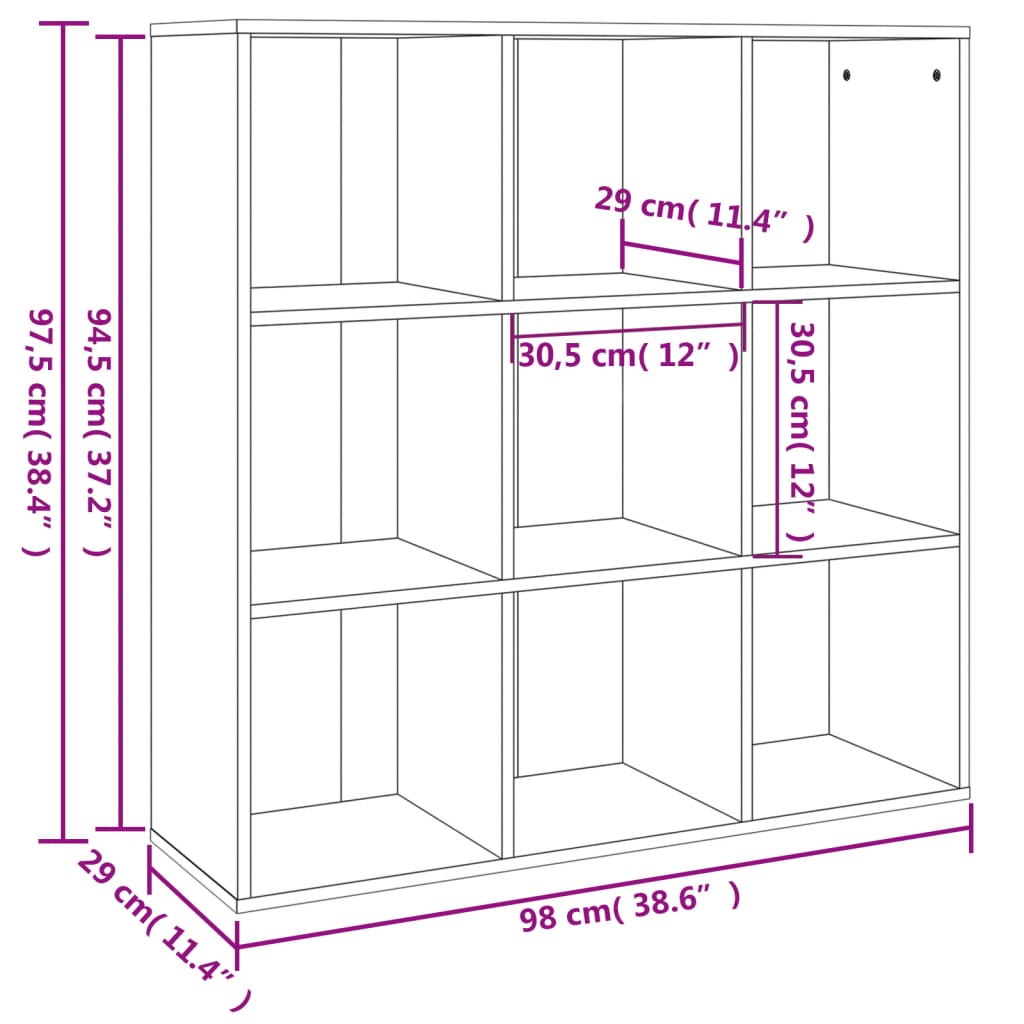 vidaXL Estante 98x29x97,5 cm cor carvalho castanho