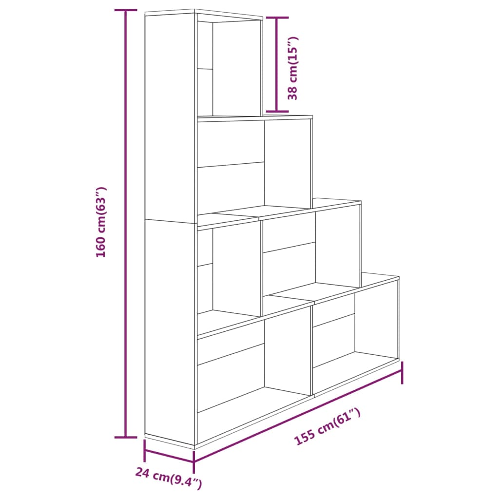 vidaXL Estante 155x24x160 cm cinzento sonoma