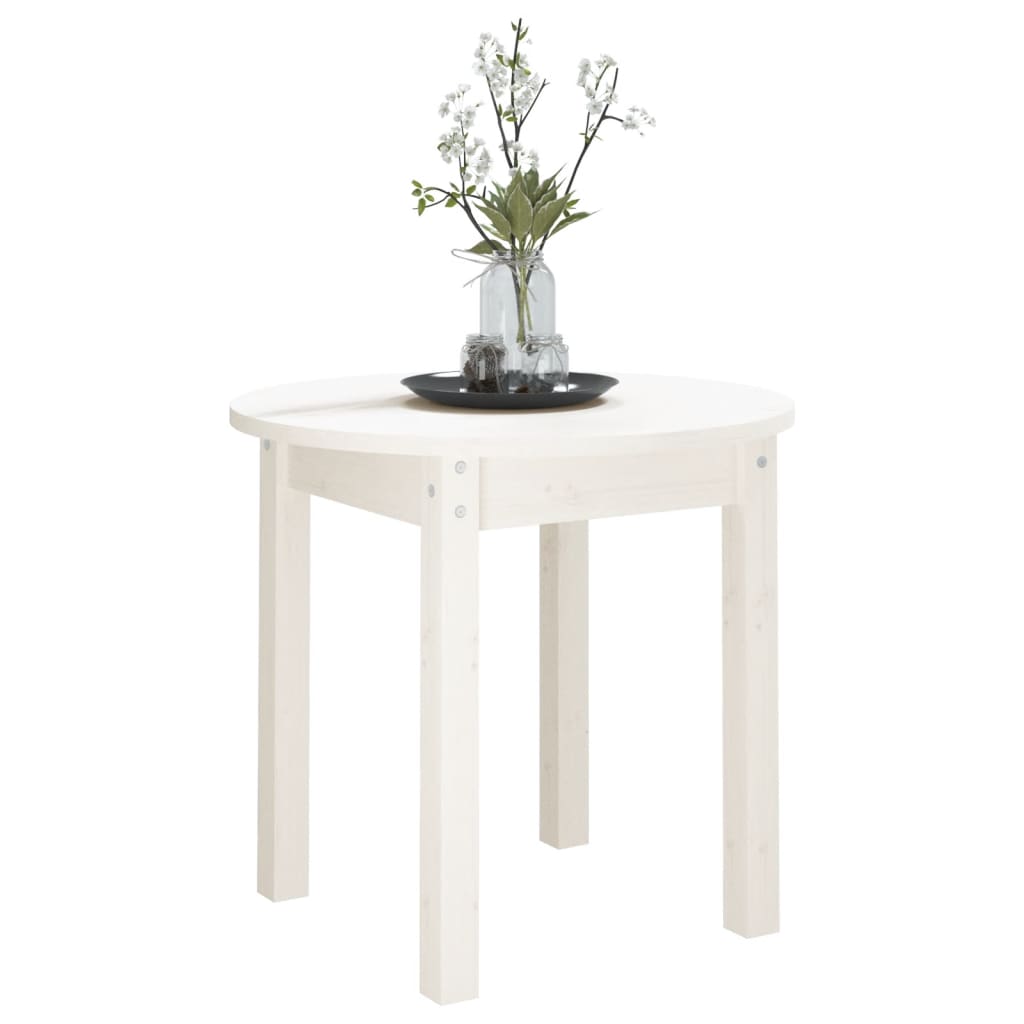 vidaXL Mesa de centro Ø 45x40 cm madeira de pinho maciça branco