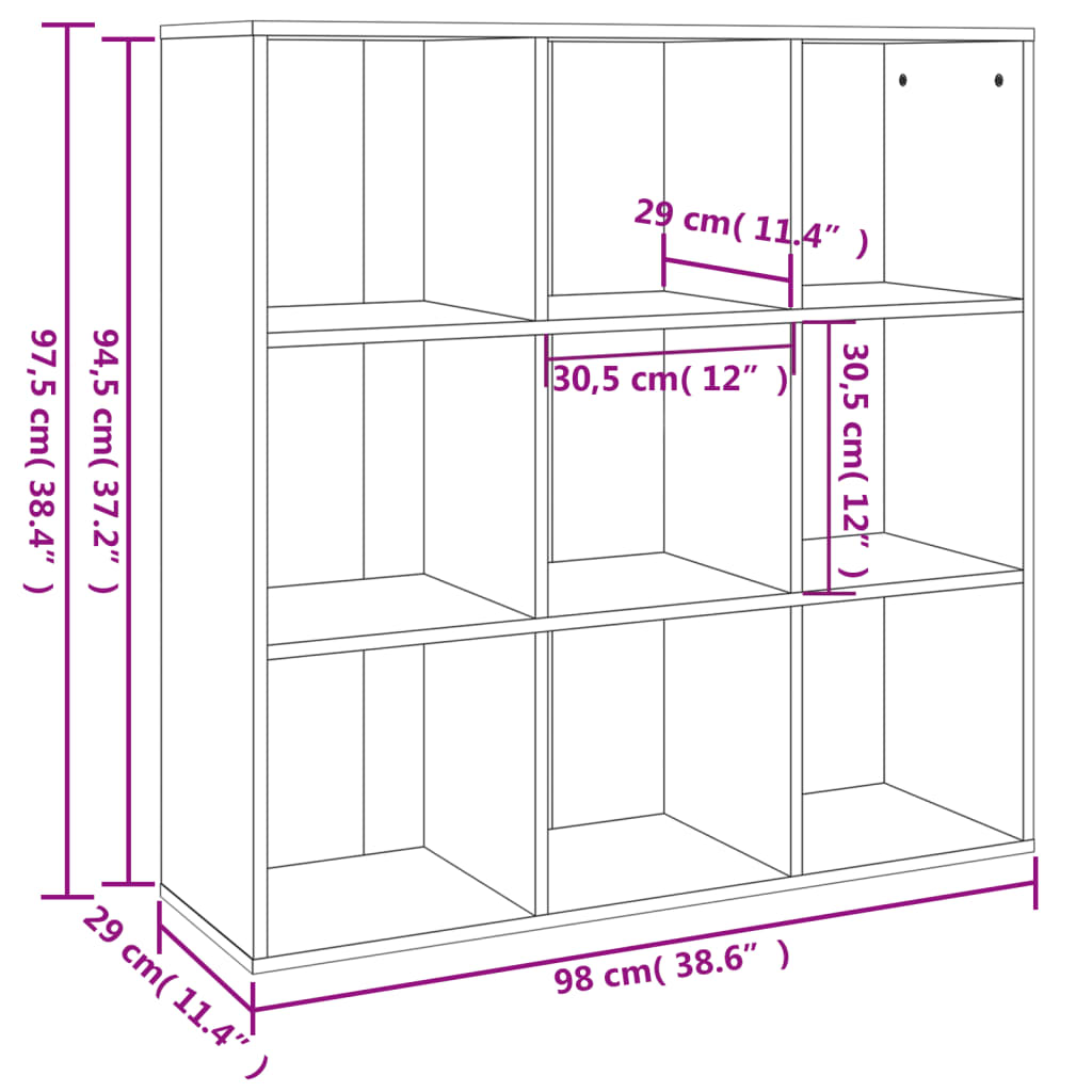 vidaXL Estante 98x29x97,5 cm cor carvalho fumado