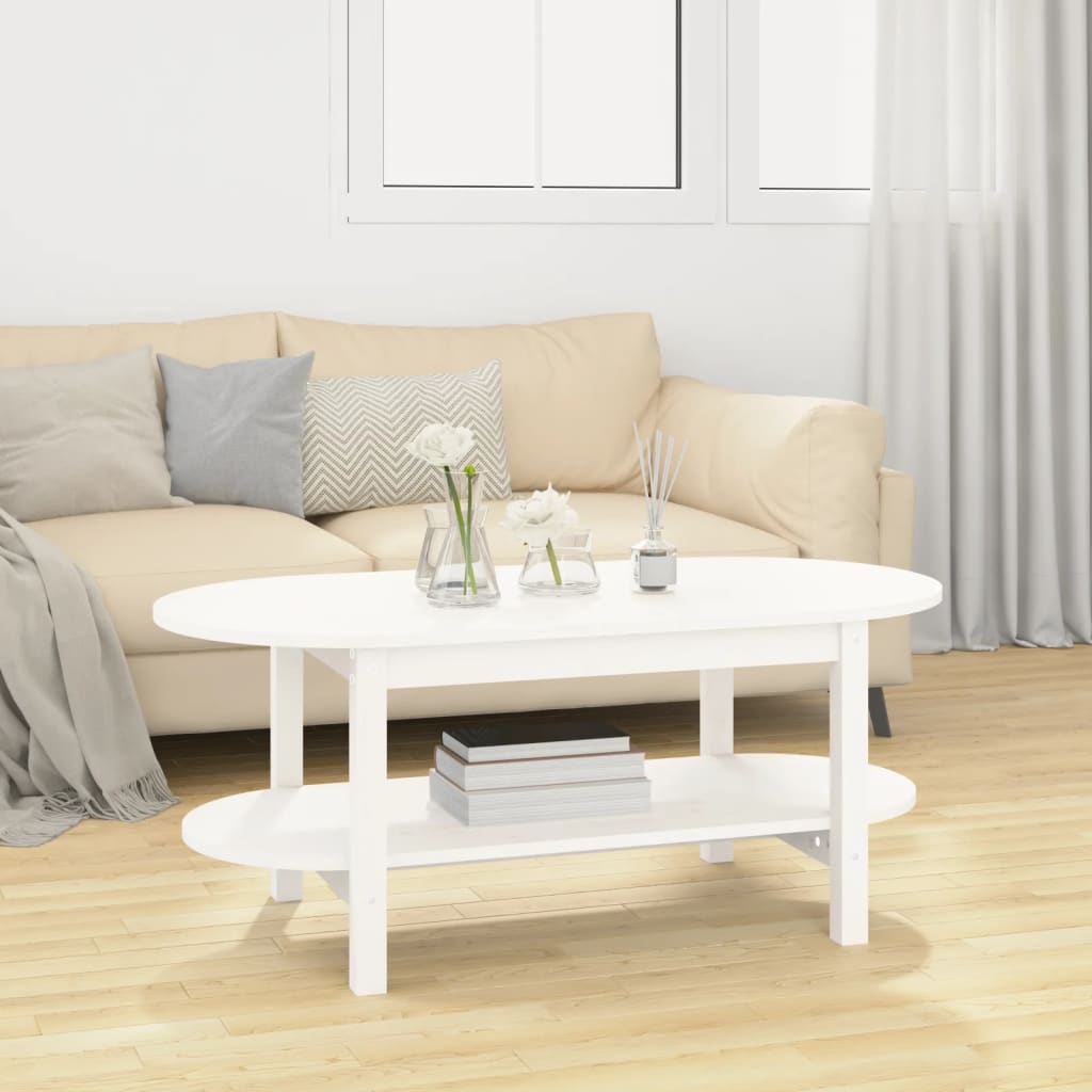 vidaXL Mesa de centro 110x55x45 cm madeira de pinho maciça branco