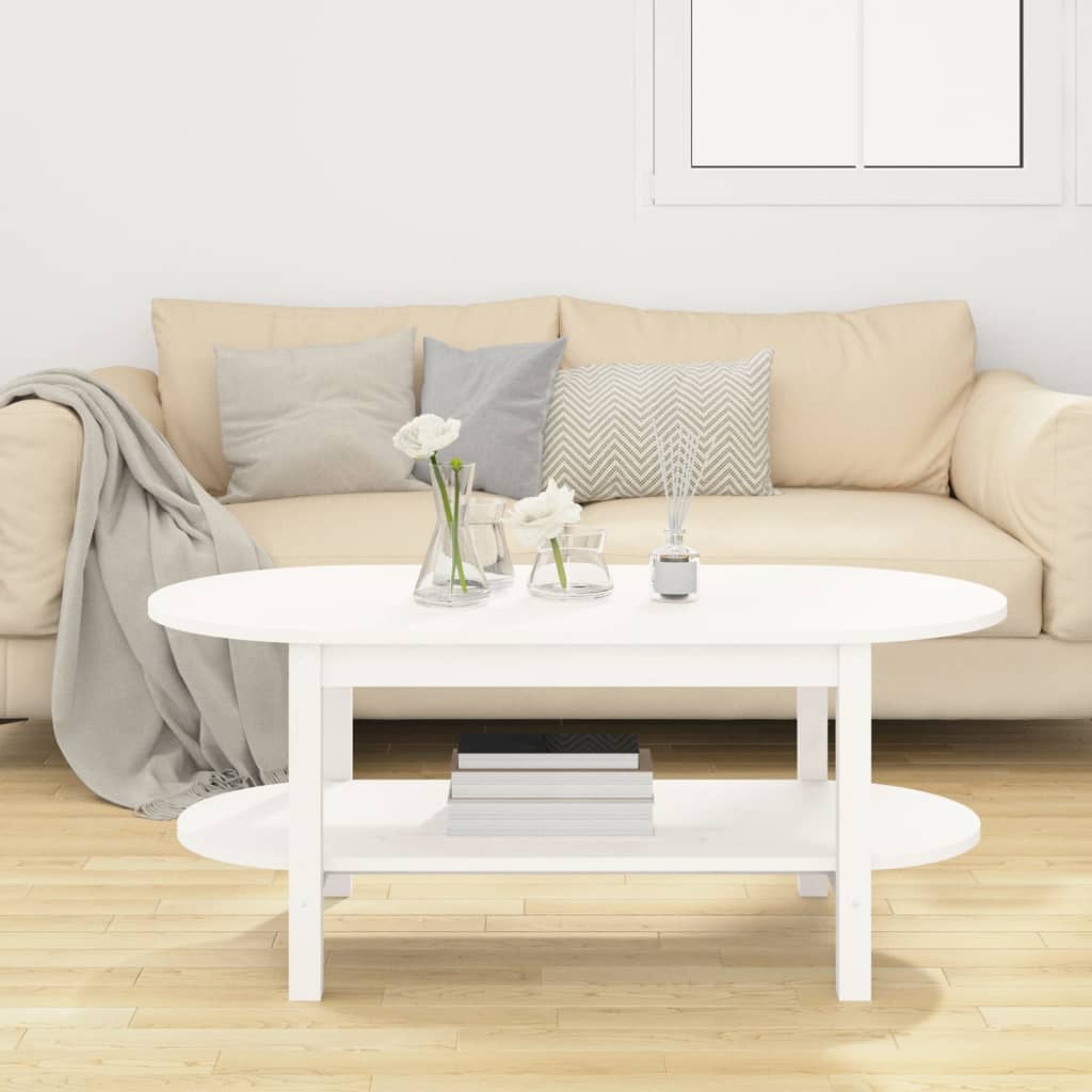 vidaXL Mesa de centro 110x55x45 cm madeira de pinho maciça branco