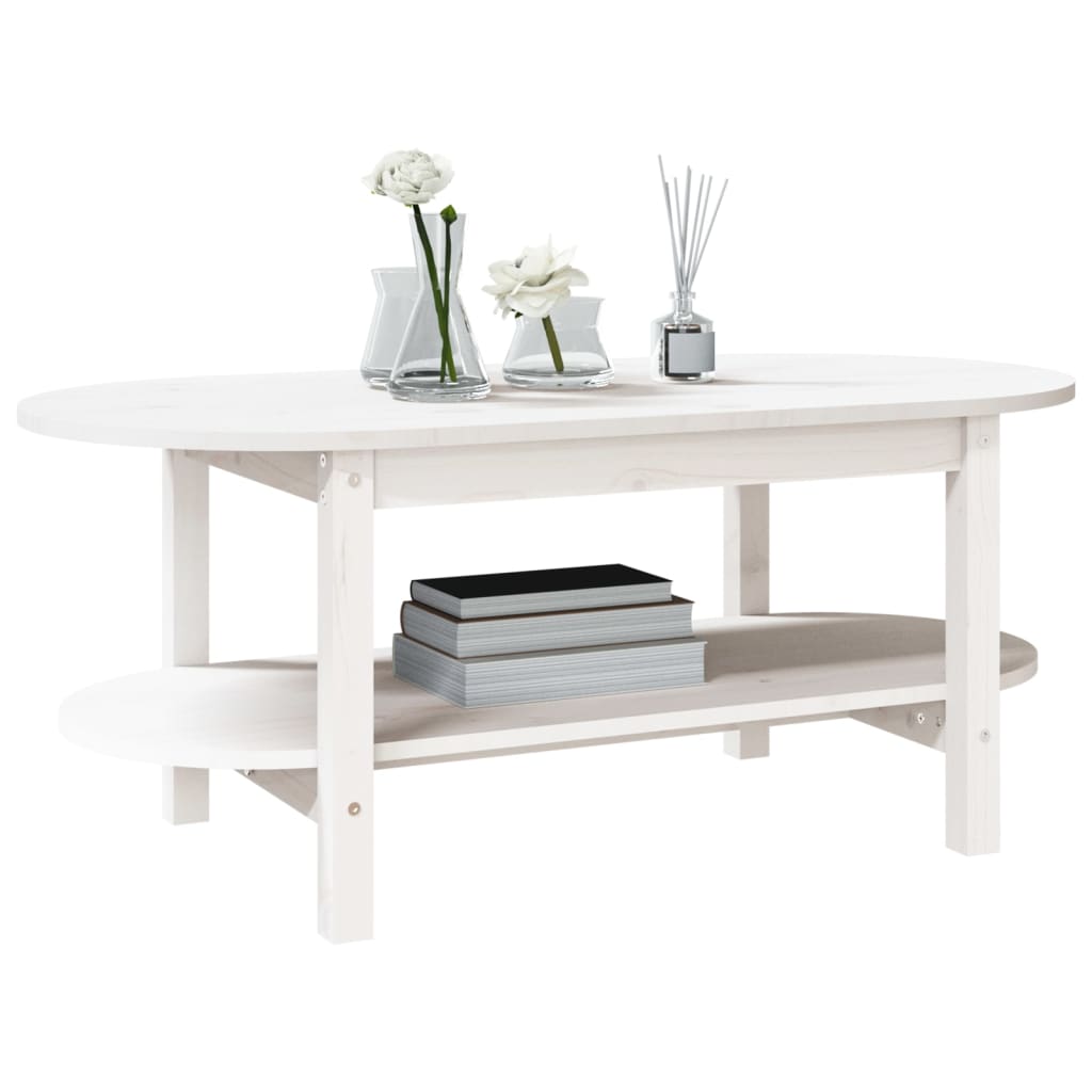 vidaXL Mesa de centro 110x55x45 cm madeira de pinho maciça branco