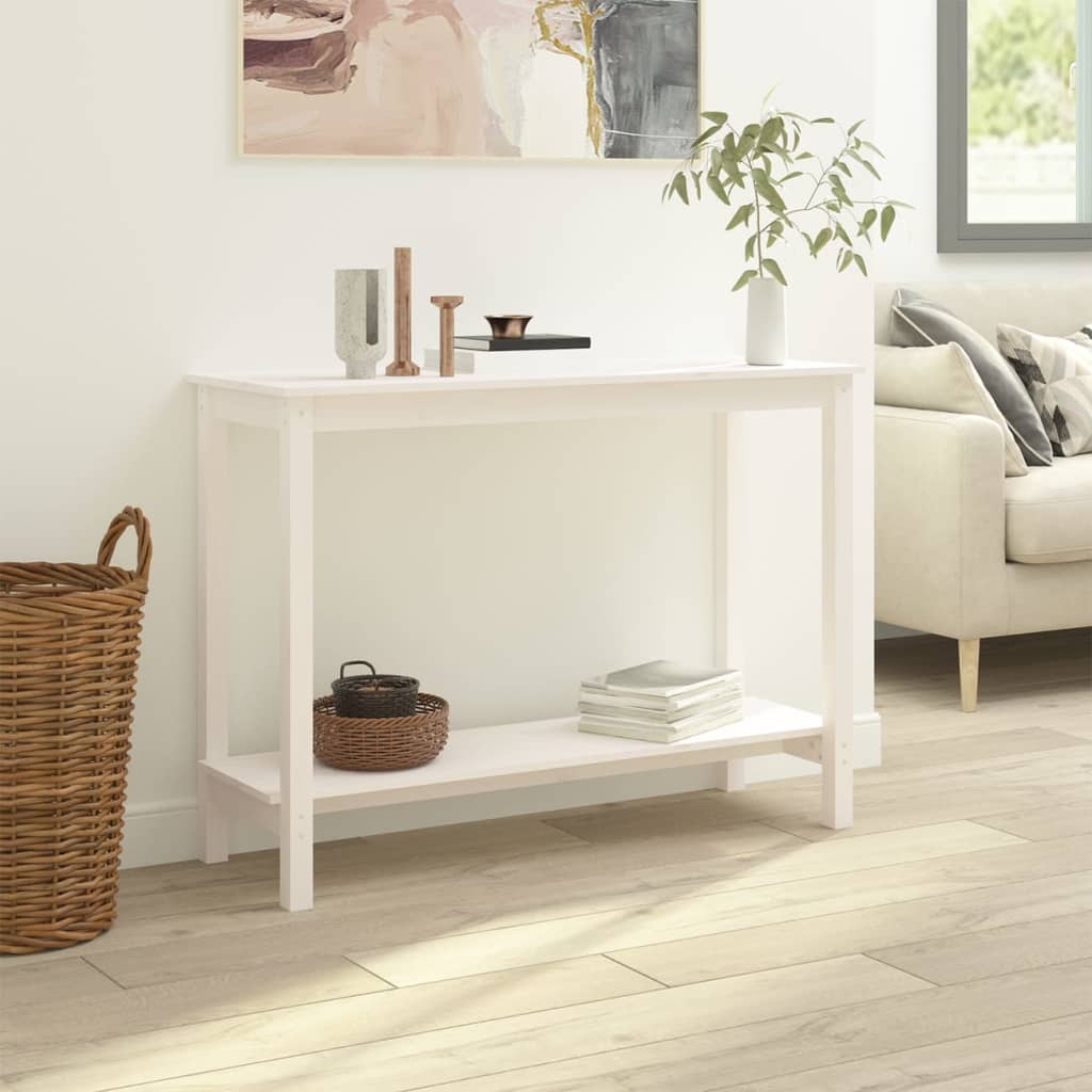 vidaXL Mesa consola 110x40x80 cm pinho maciço branco