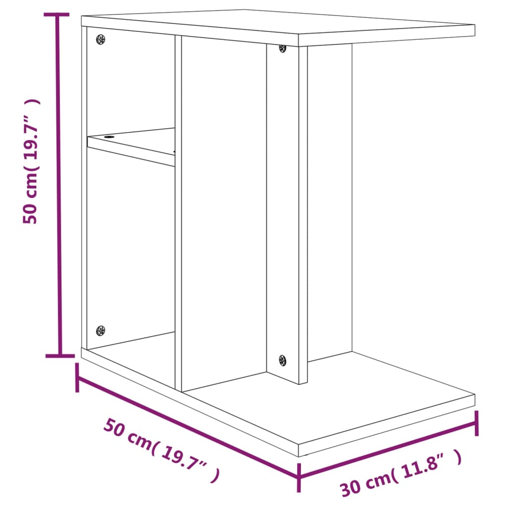 vidaXL Mesa de apoio 50x30x50 cm derivados de madeira cinzento sonoma