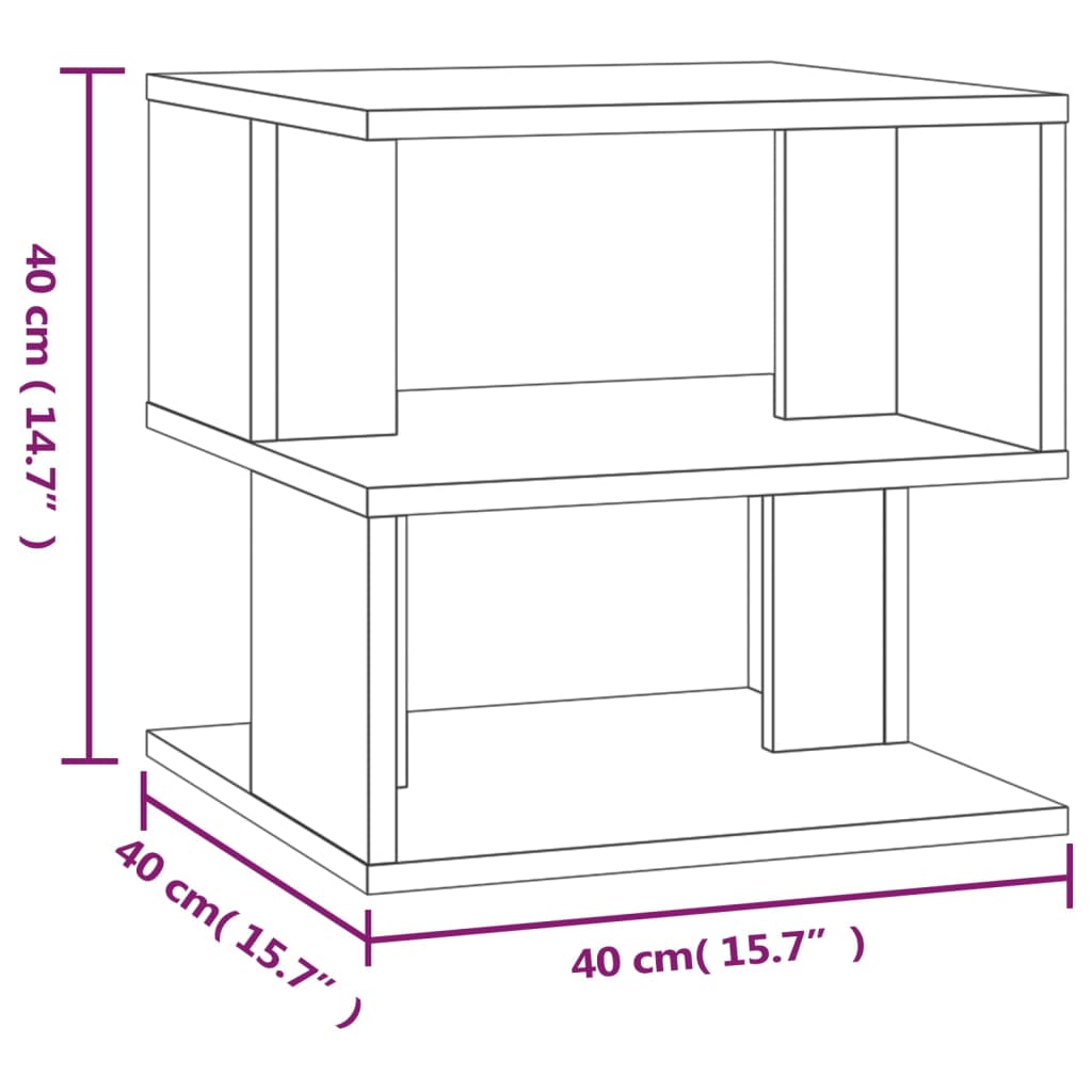 vidaXL Mesa de apoio 40x40x40 cm derivados madeira carvalho castanho