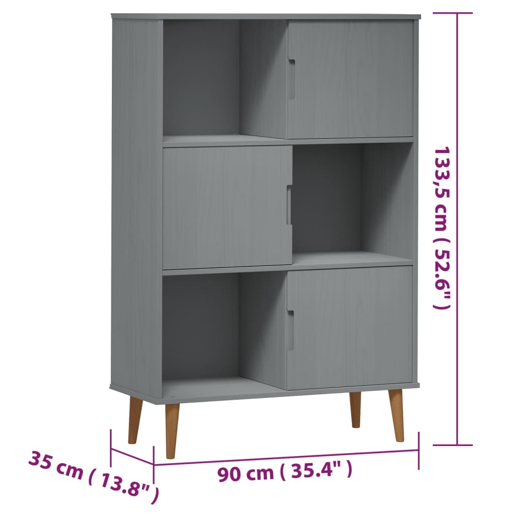 vidaXL Estante MOLDE 90x35x133,5 cm pinho maciço cinza