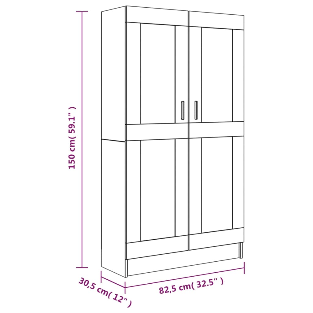 vidaXL Estante 82,5x30,5x150 cm derivados de madeira cinzento sonoma