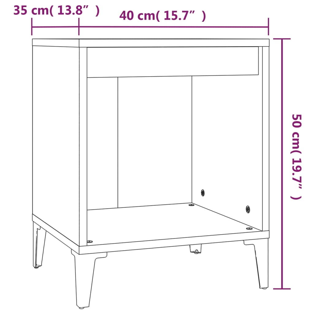 vidaXL Mesa de cabeceira 40x35x50 cm cor carvalho castanho