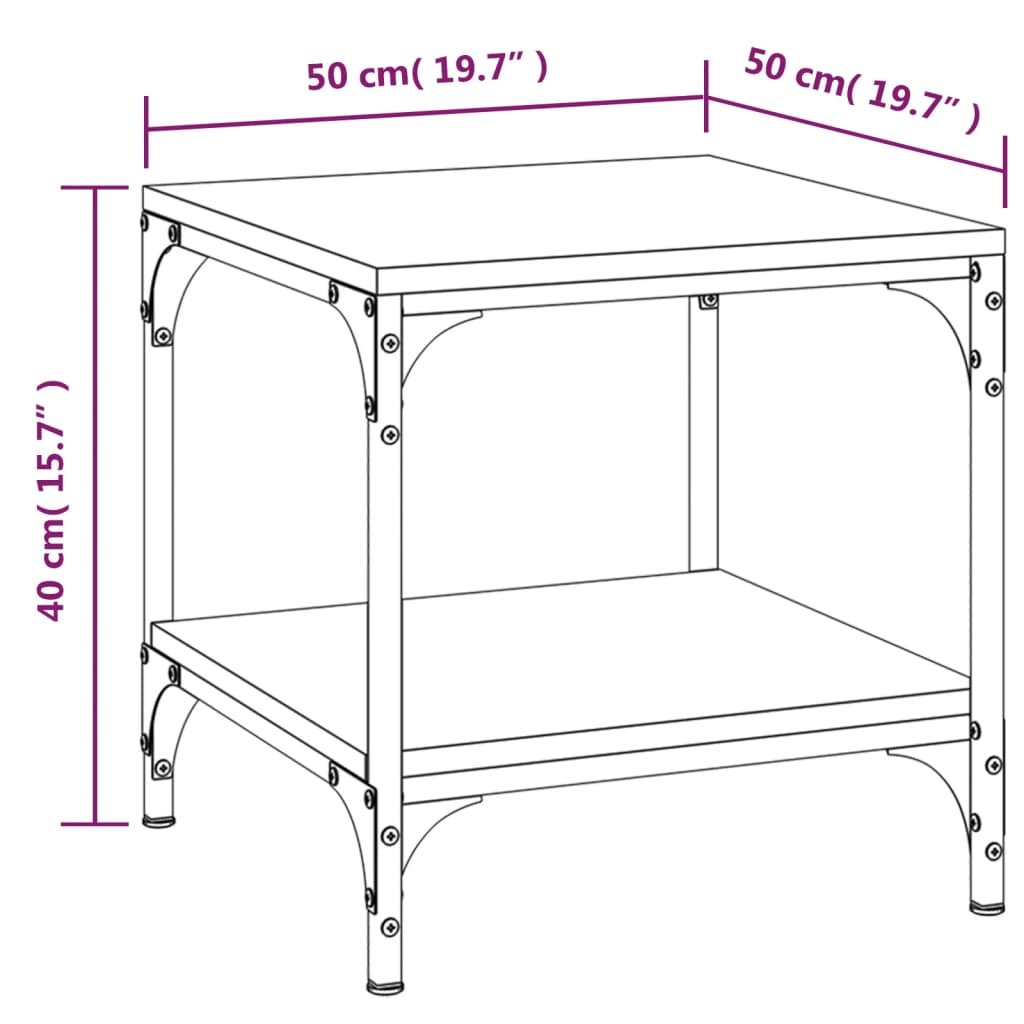 vidaXL Mesa de centro 50x50x40 cm derivados madeira sonoma cinza