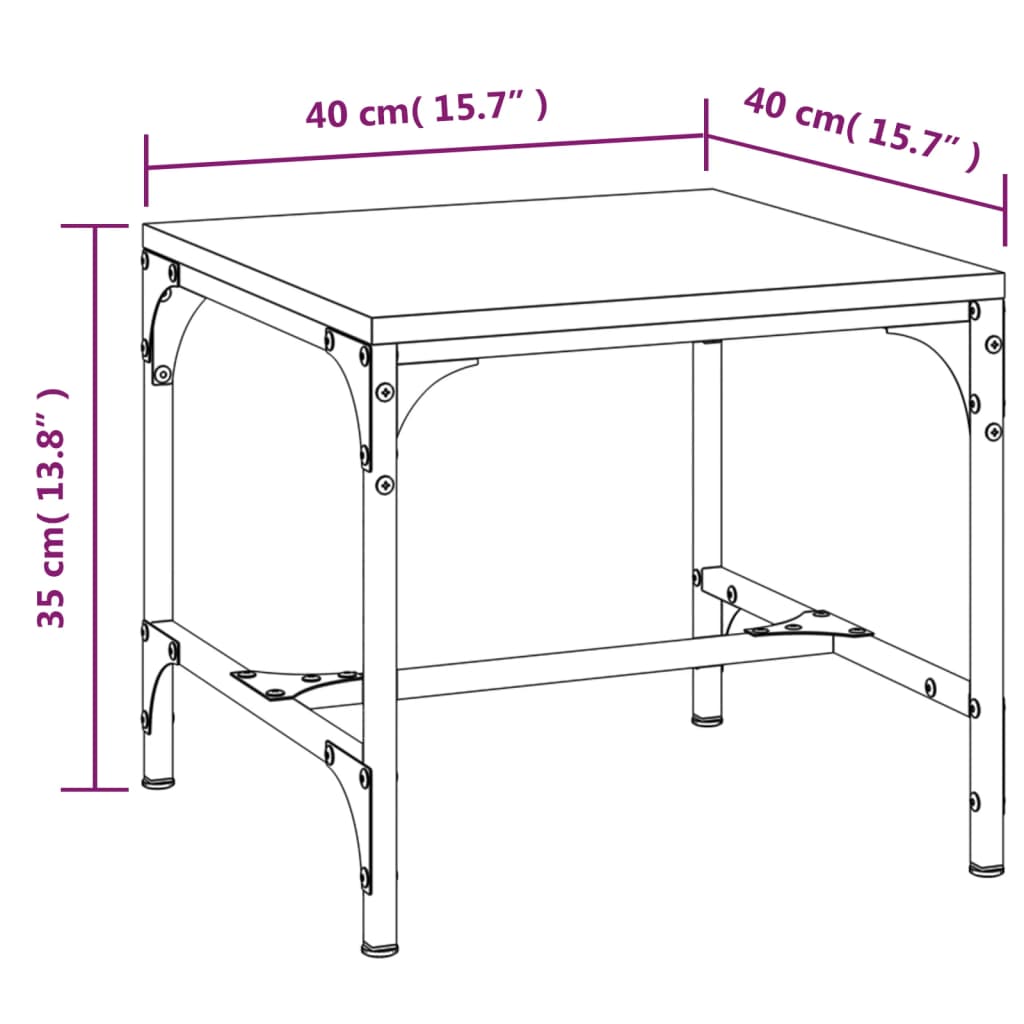 vidaXL Mesa de apoio 40x40x35 cm derivados de madeira carvalho sonoma