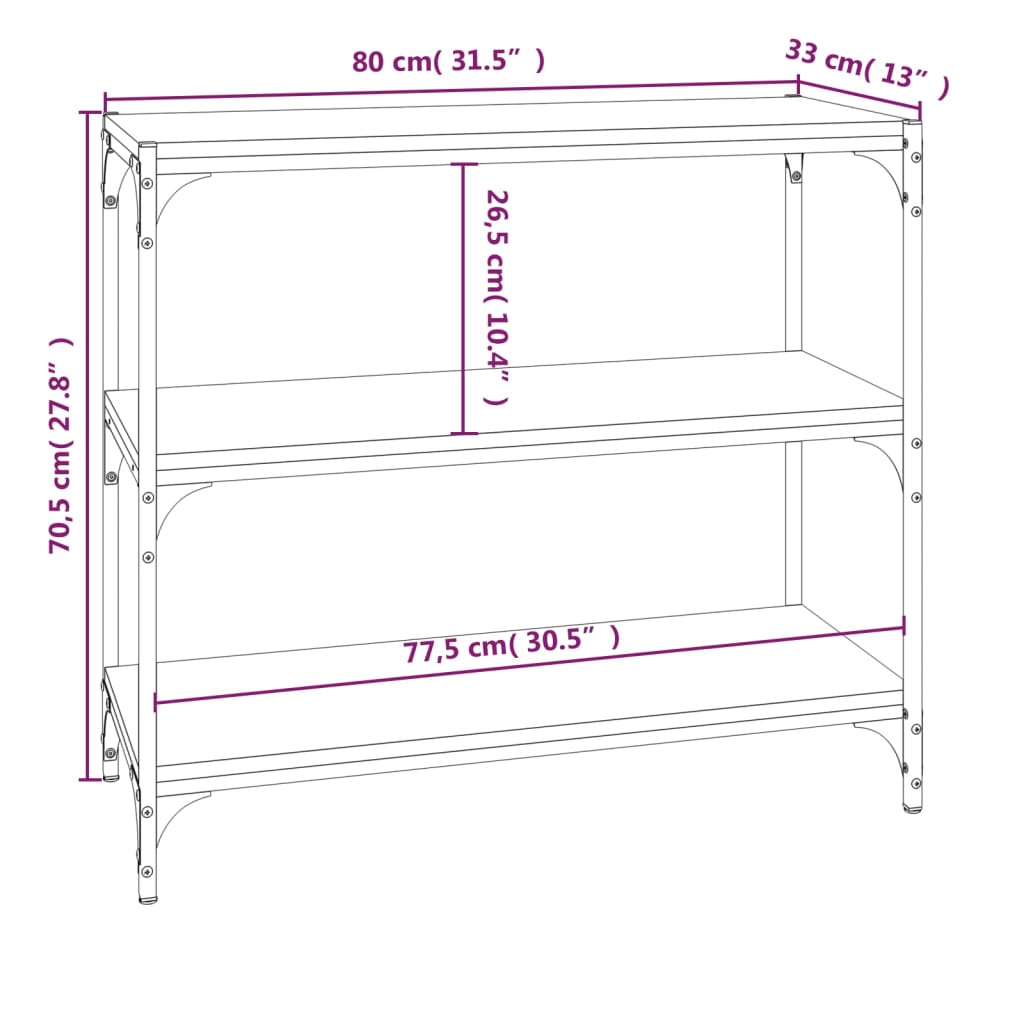 vidaXL Estante 80x33x70,5 cm derivados de madeira e aço preto