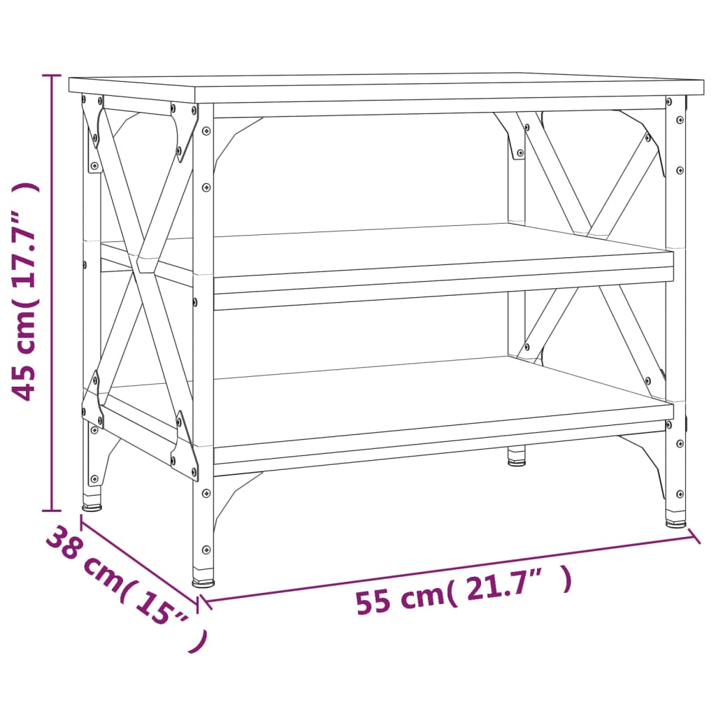 vidaXL Mesa de apoio 55x38x45 cm derivados de madeira cinzento sonoma