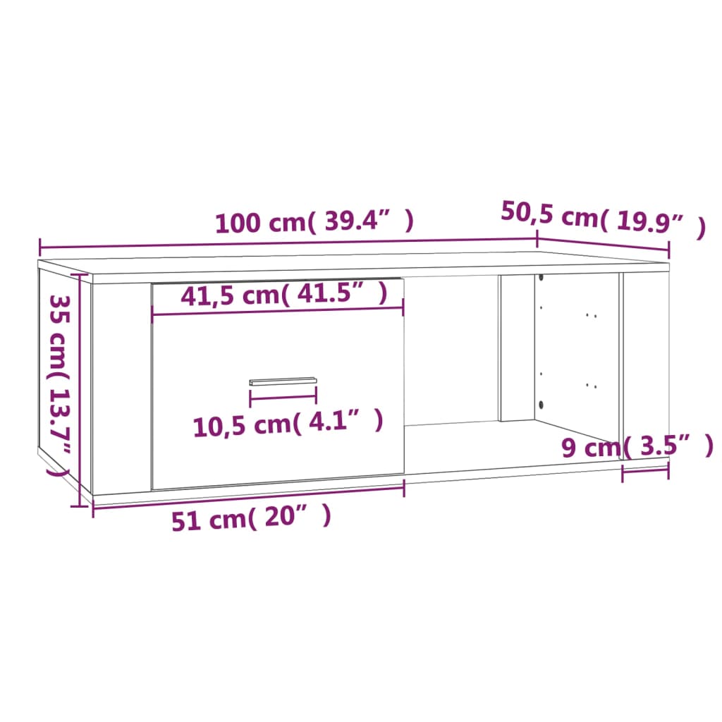 vidaXL Mesa de centro 100x50,5x35 cm derivados de madeira preto