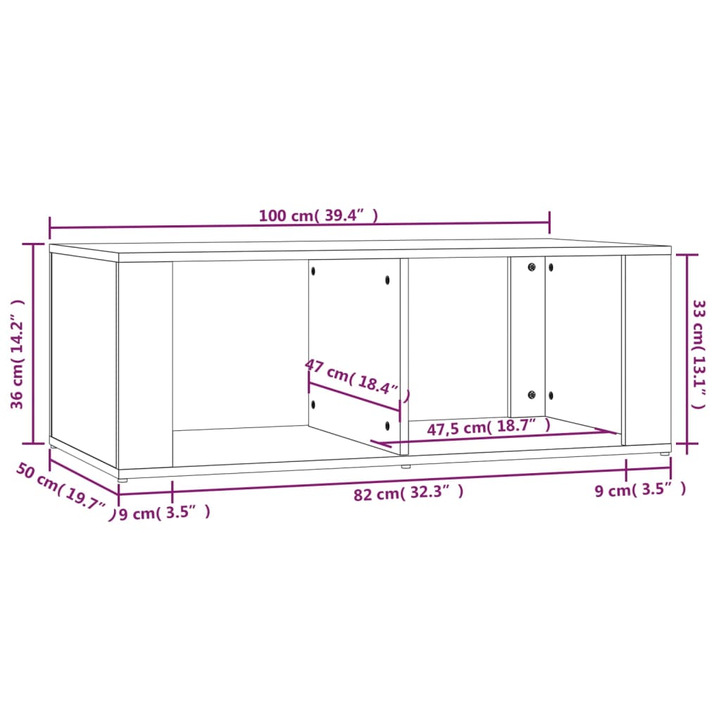 vidaXL Mesa de centro 100x50x36cm derivados de madeira carvalho sonoma