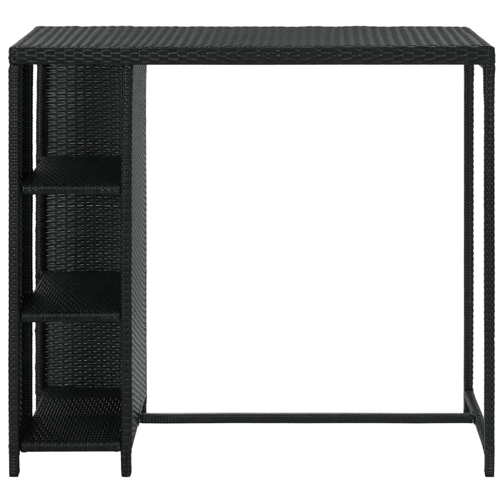 vidaXL Mesa de bar com prateleiras 120x60x110 cm vime PE preto