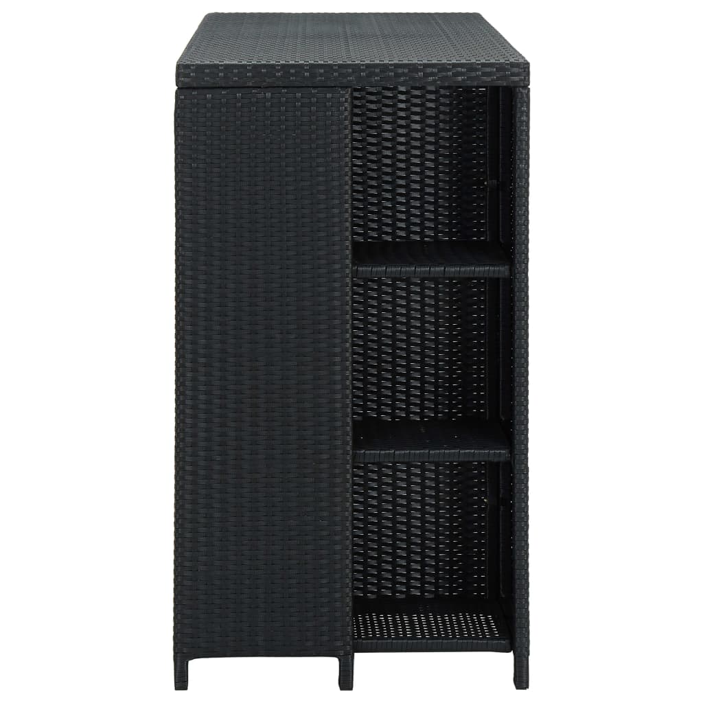 vidaXL Mesa de bar com prateleiras 120x60x110 cm vime PE preto