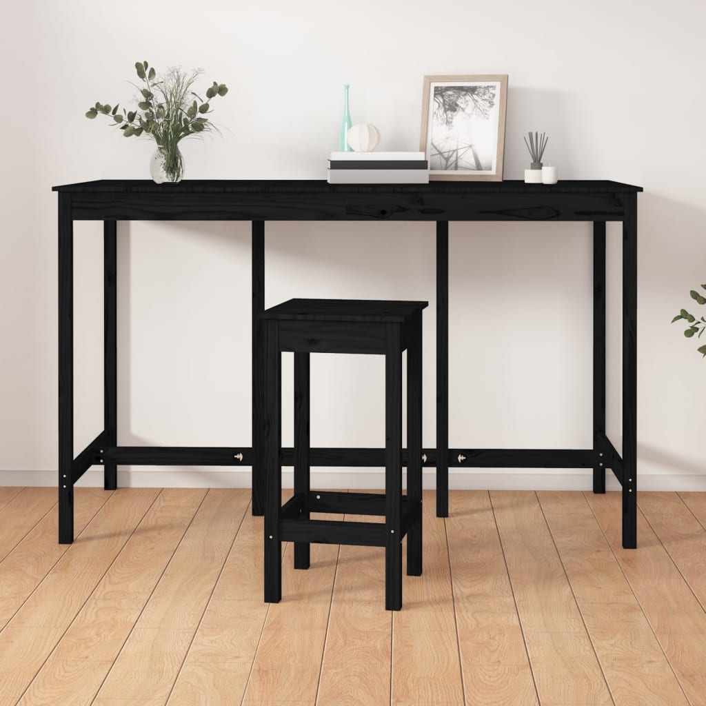 vidaXL Mesa de bar 180x80x110 cm pinho maciço preto